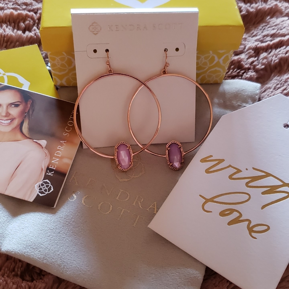 NWT - Kendra Scott Rose Gold Elora Hoop Earrings - Picture 2 of 6